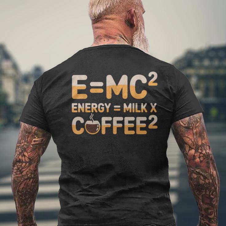 EMc2物理学が語る、コーヒーを介したオタクのダジャレ・エネルギー メンズTシャツ バックプリント 高齢者への贈り物