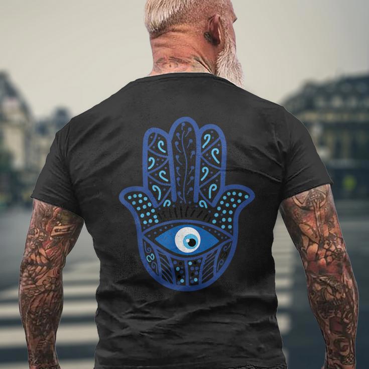 Evil Eye Artwork Hamasa Good Luck Hand Of Fatima Hipster メンズTシャツ バックプリント 高齢者への贈り物