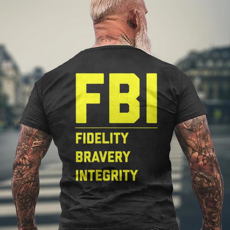 Fbi Motto 「Fidelity Bravery Integrity」 法執行機関 メンズTシャツ バックプリント 高齢者への贈り物