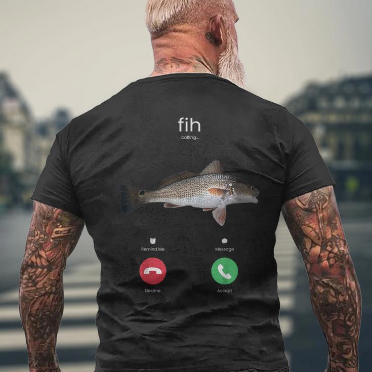 Fih Calling スペルミスフィッシュ 電話を受け入れる 魚 メンズTシャツ バックプリント 高齢者への贈り物