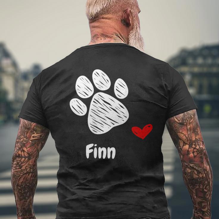 Finn Dog Paw Best Puppy Dog Finn Dog Lover メンズTシャツ バックプリント 高齢者への贈り物