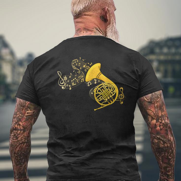French Horn Music Lover ビッグバンド楽器 フレンチホーン メンズTシャツ バックプリント 高齢者への贈り物