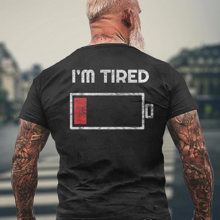 I'm Tired Low Battery 空の電話シンボル メンズTシャツ バックプリント 高齢者への贈り物