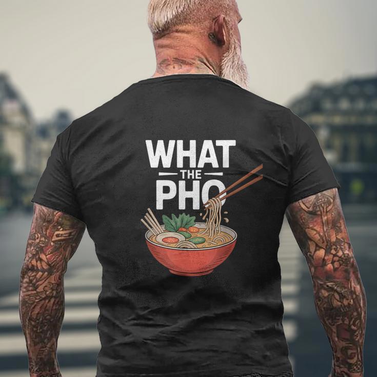 What The Pho こぼれる麺のユーモア メンズTシャツ バックプリント 高齢者への贈り物