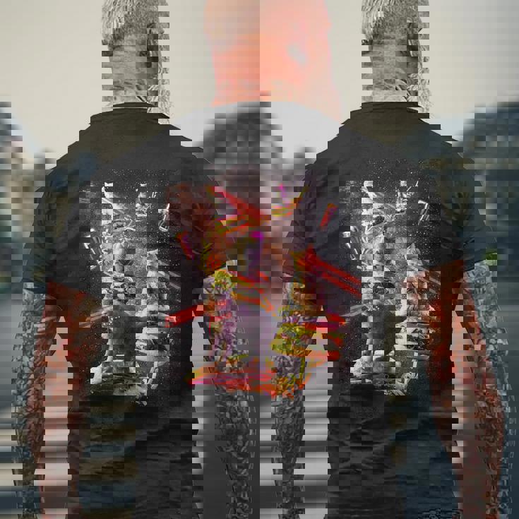 Galaxy Laser Cat On Burger -Pace Cheeseburger Cats メンズTシャツ バックプリント 高齢者への贈り物