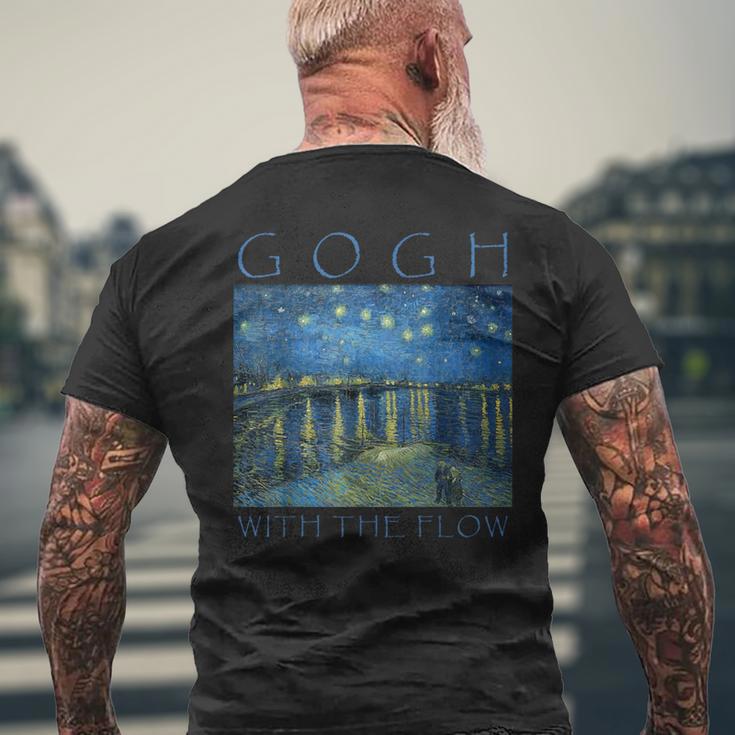 Gogh With The Flow 星月夜 ゴッホの絵画 メンズTシャツ バックプリント 高齢者への贈り物