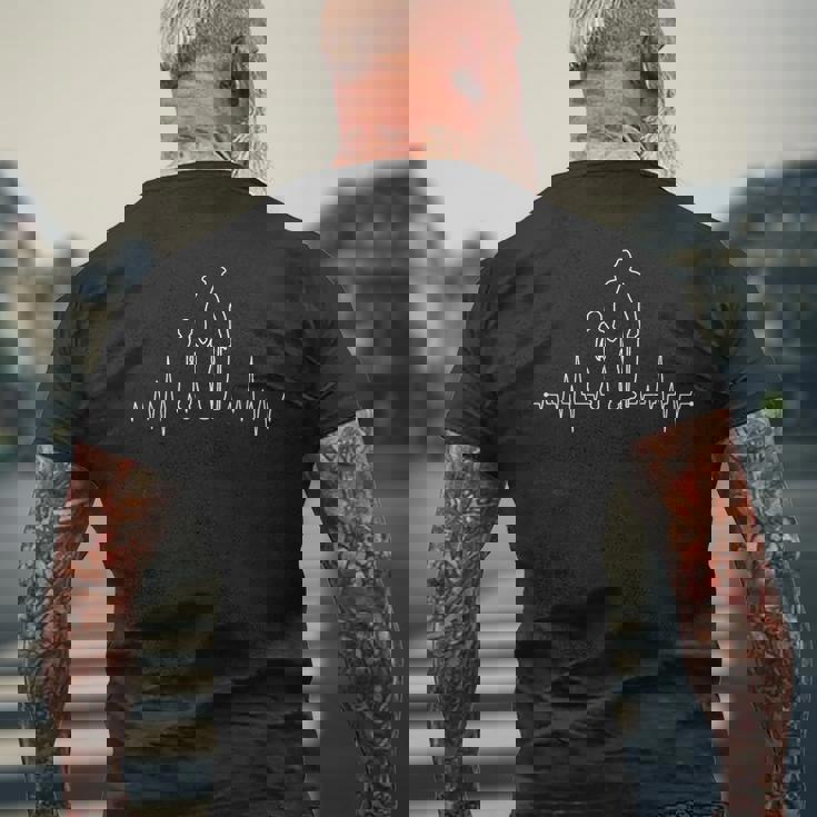 Grandpa & Grandson Heartbeat Partner Look Grandchild & Grandfather メンズTシャツ バックプリント 高齢者への贈り物