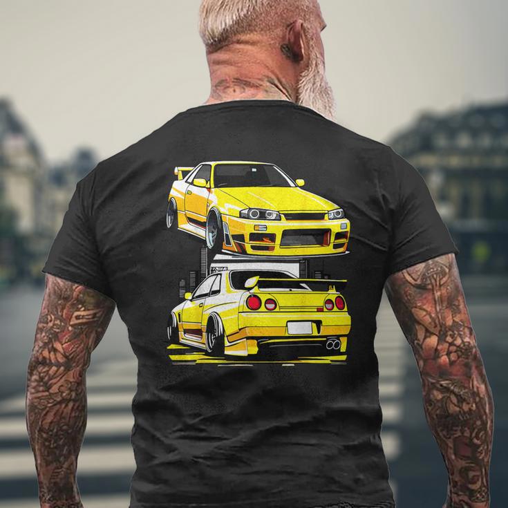 ブラック Gt R 32 Jdm スカイラインチューナー レーシングスタンス カードリフト メンズTシャツ バックプリント 高齢者への贈り物