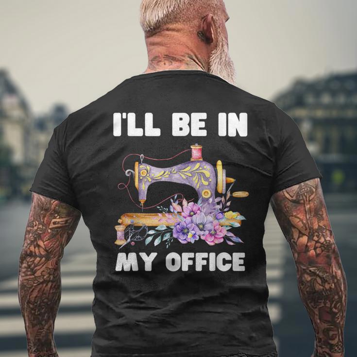 I'll Be In My Office おもしろヴィンテージフローラルミシン メンズTシャツ バックプリント 高齢者への贈り物