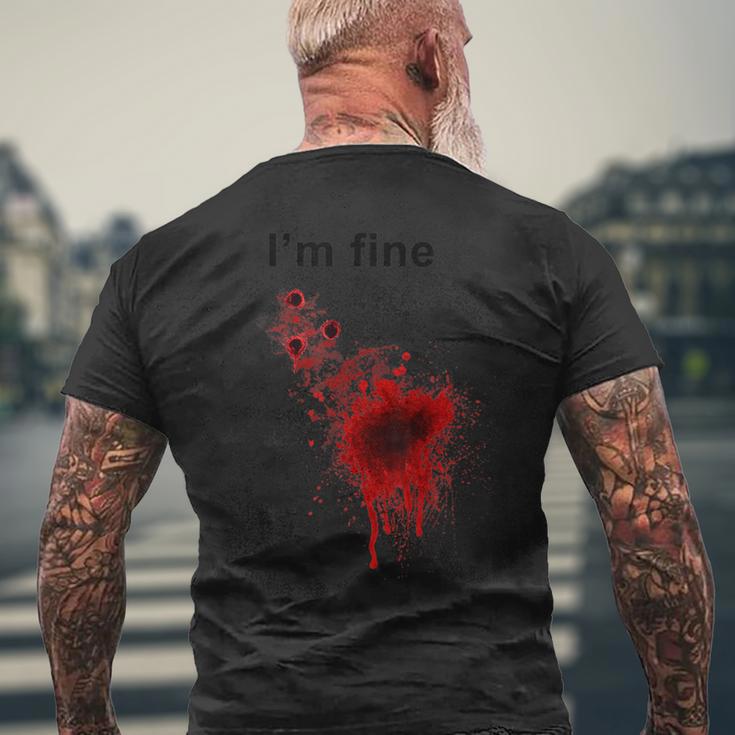 I'm Finearcastic ハロウィン 映画ホラー ゾンビ ファニー ブラッド メンズTシャツ バックプリント 高齢者への贈り物