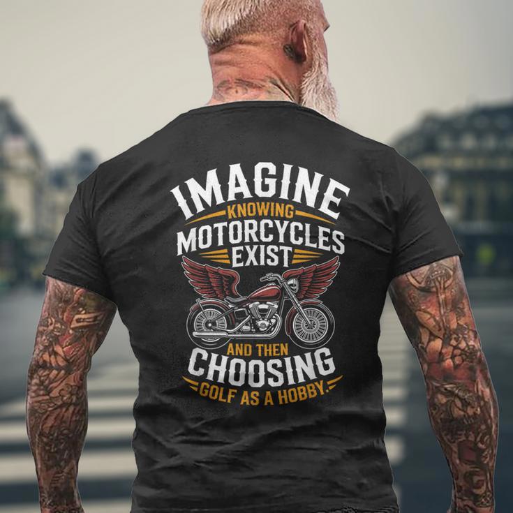 Imagine Motorcycles Exist Chopper Club バイカー バイク メンズTシャツ バックプリント 高齢者への贈り物