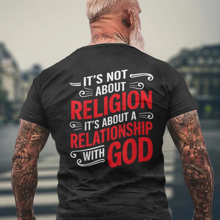 It's A Relationship With God Not Religion メンズTシャツ バックプリント 高齢者への贈り物