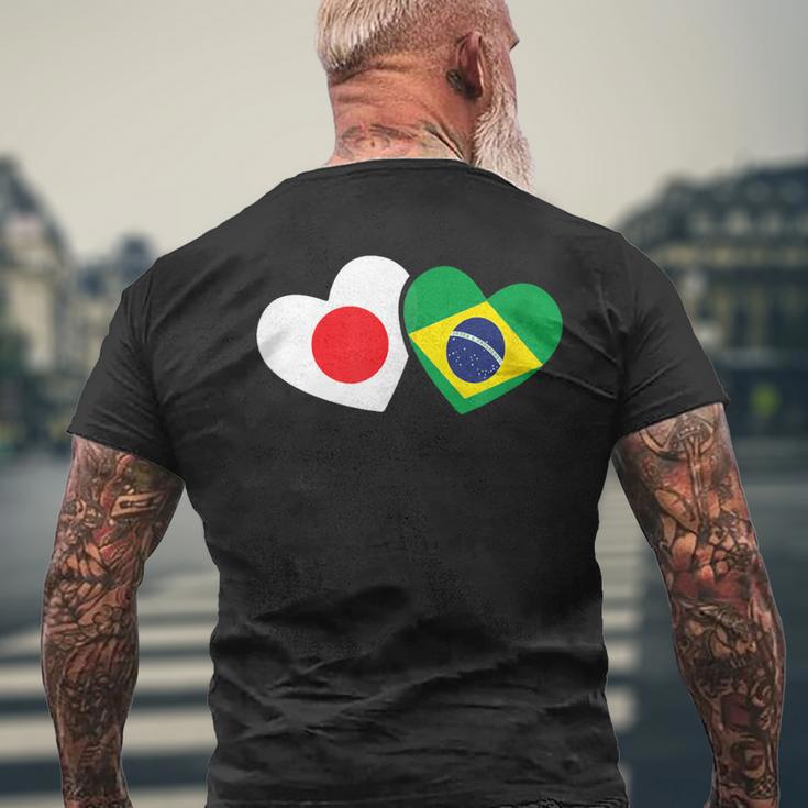 Japanese Flag Brazilian Flag Heart 日系ブラジルブラジル国旗日本国旗 メンズTシャツ バックプリント 高齢者への贈り物