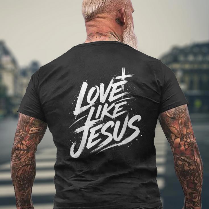 Jesus Love Like Jesus 十字架 クリスチャン メンズTシャツ バックプリント 高齢者への贈り物
