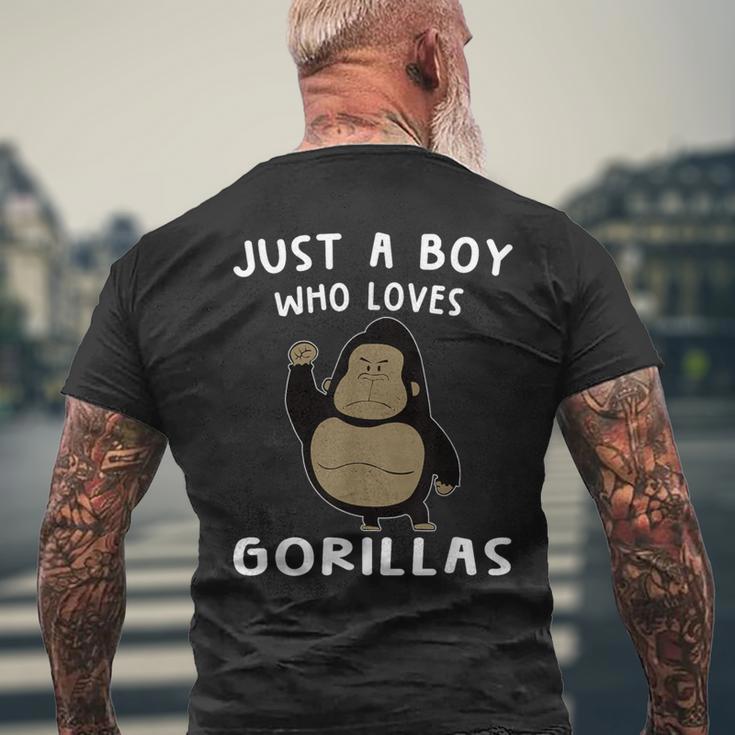 Just A Boy Who Loves Gorillas Gorilla Lover メンズTシャツ バックプリント 高齢者への贈り物