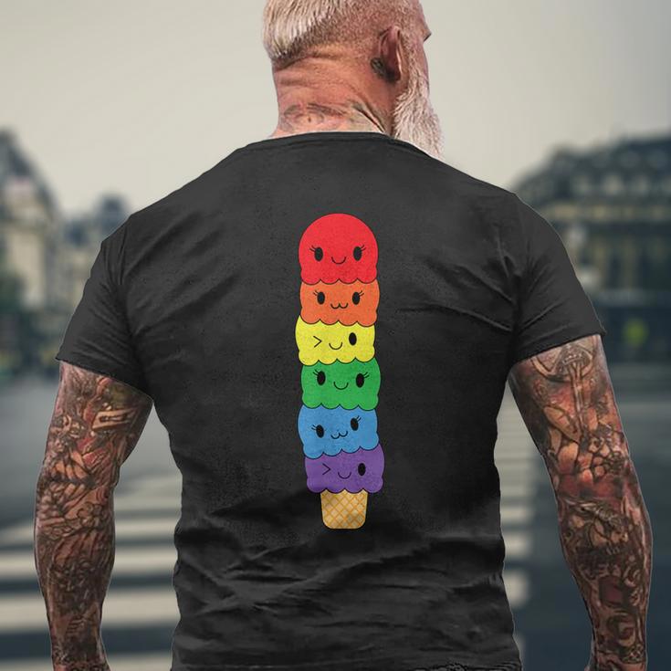 Kawaii Gay アイスクリーム Lgbt プライド レインボー プライド 月間 メンズTシャツ バックプリント 高齢者への贈り物