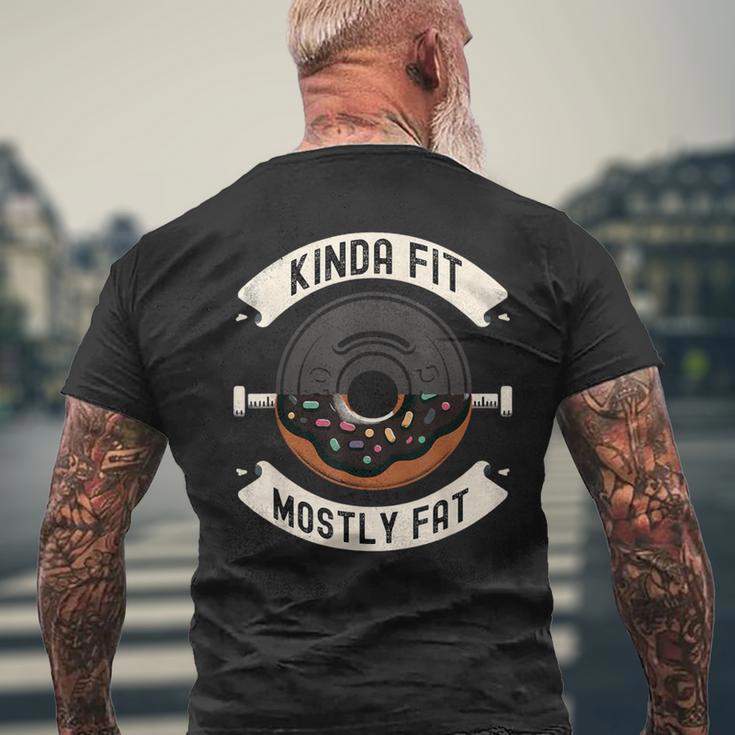 Kinda Fit Mostly Fat Fitness 面白いジムワークアウト メンズTシャツ バックプリント 高齢者への贈り物