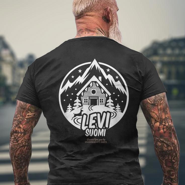 Leviuomi フィンランド スキーロッジとスキーリゾートの名前 Levi メンズTシャツ バックプリント 高齢者への贈り物