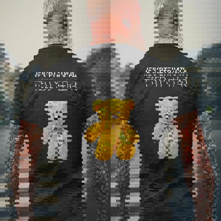 Life Is Better With A Teddy Bear All Life Matters テディベア メンズTシャツ バックプリント 高齢者への贈り物