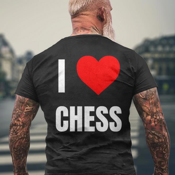 I Love Chess ハートギフト メンズ レディース キッズ アパレル 服 メンズTシャツ バックプリント 高齢者への贈り物