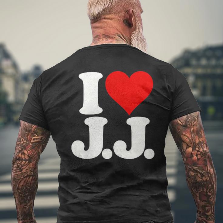 I Love Heart JJ Jj J J イニシャル メンズTシャツ バックプリント 高齢者への贈り物