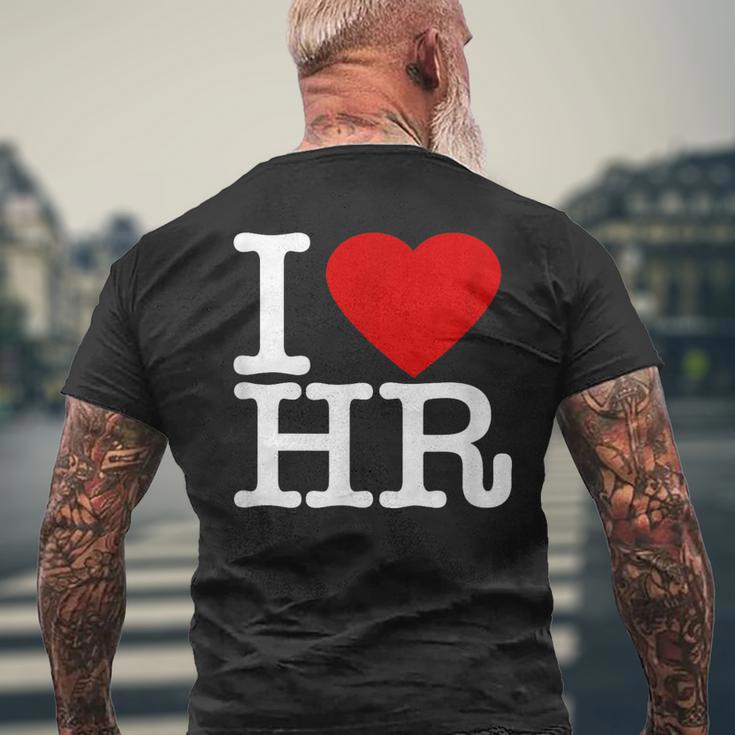 I Love Hr レッドハート 人事 メンズTシャツ バックプリント 高齢者への贈り物