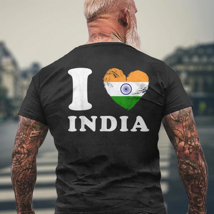 I Love India ハートフラッグインド メンズTシャツ バックプリント 高齢者への贈り物