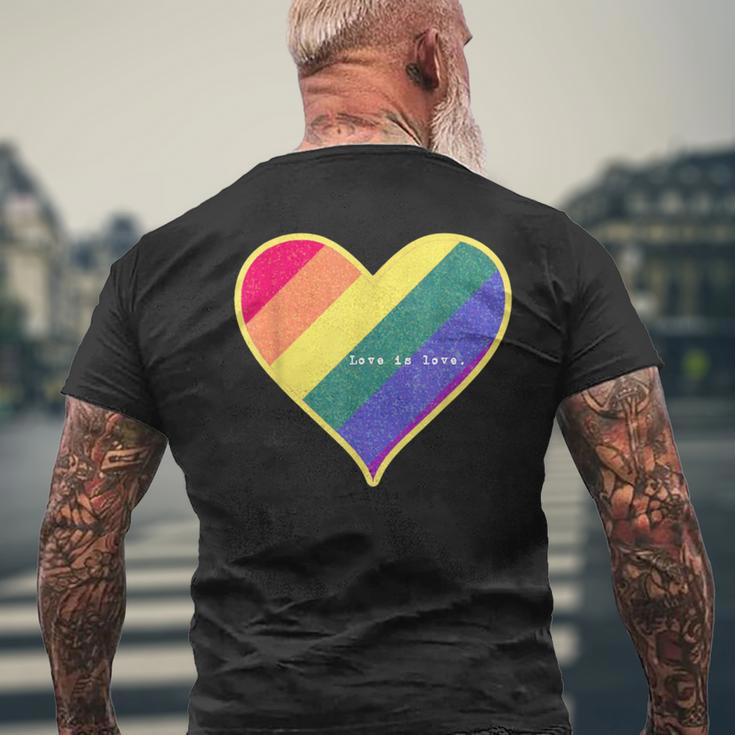 Love Is Love レインボーハート メンズTシャツ バックプリント 高齢者への贈り物