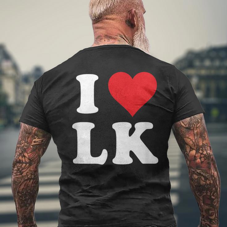 I Love Lk Initials I Heart LK First Last Name L K メンズTシャツ バックプリント 高齢者への贈り物