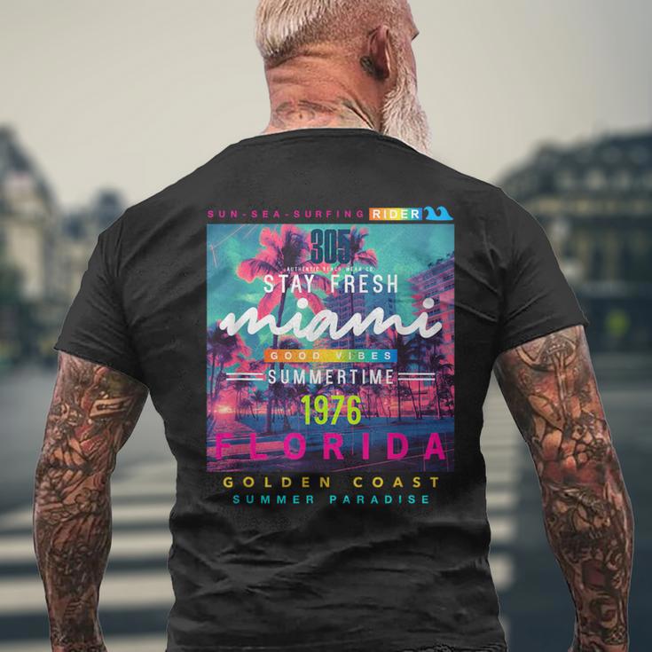 I Love Miami & Miami Loves Me Cool Miami Illustration メンズTシャツ バックプリント 高齢者への贈り物