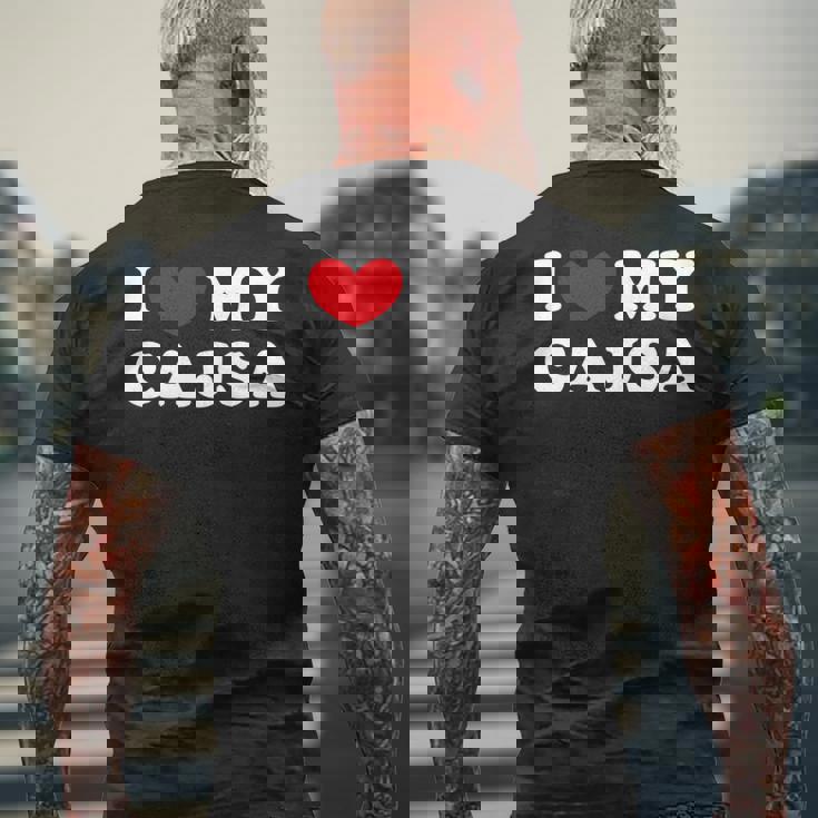 I Love My Cajsa アイ・ラブ・マイ・カジサ 長袖tシャツ メンズTシャツ バックプリント 高齢者への贈り物