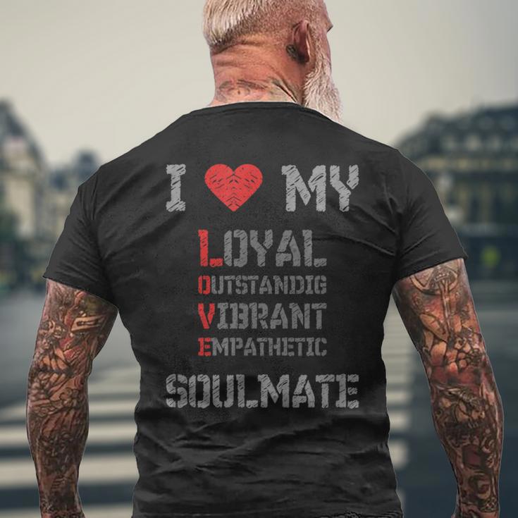 I Love Myoulmate ソウルメイトが大好き ソウルメイトへの愛を込めて メンズTシャツ バックプリント 高齢者への贈り物