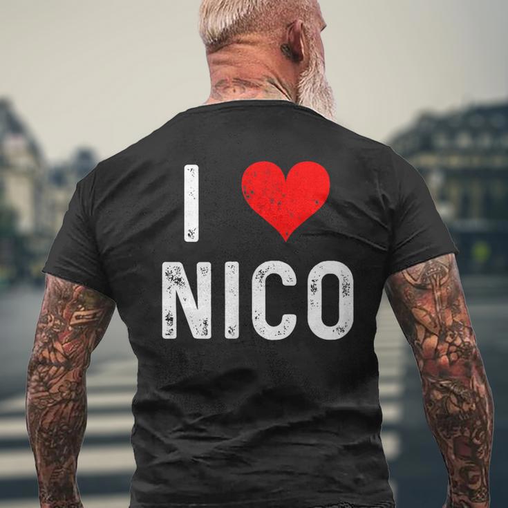 I Love Nico ハート アンティーク調 メンズTシャツ バックプリント 高齢者への贈り物