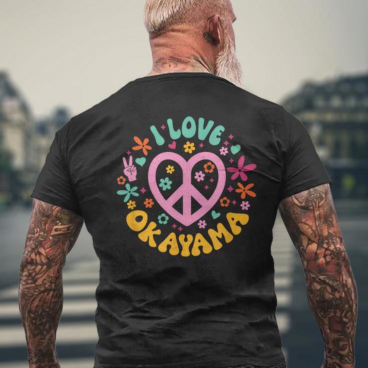 I Love Okayama 岡山が大好きです メンズTシャツ バックプリント 高齢者への贈り物