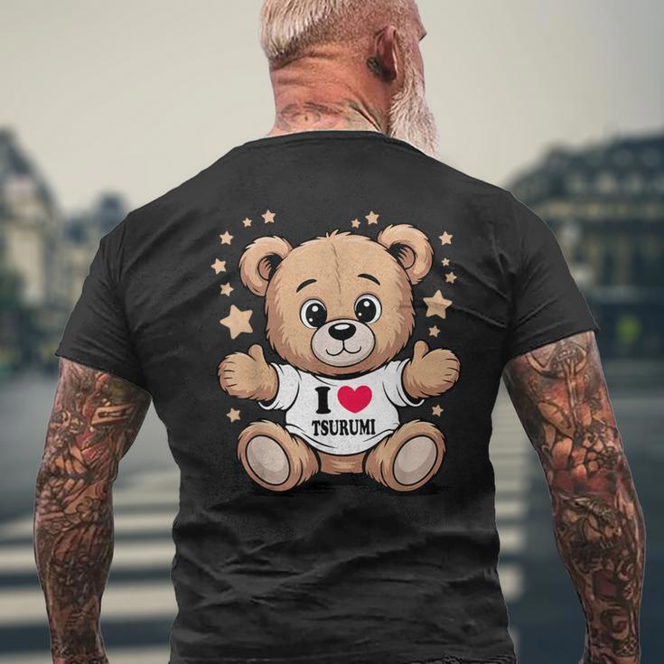 I Love Tsurumi Teddy Bear 鶴見テディベアが大好き メンズTシャツ バックプリント 高齢者への贈り物