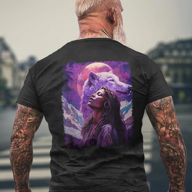 I Love Wolves ビンテージ ネイティブアメリカン メンズTシャツ バックプリント 高齢者への贈り物