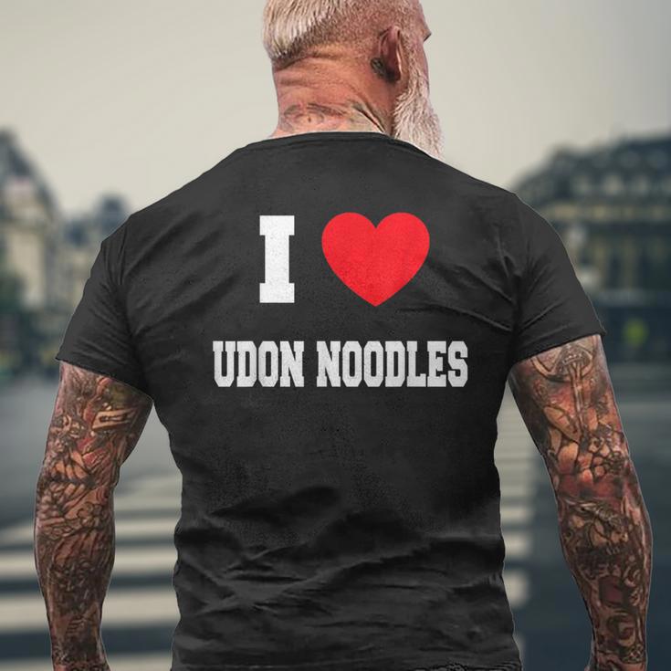 I Love うどん麺 メンズTシャツ バックプリント 高齢者への贈り物