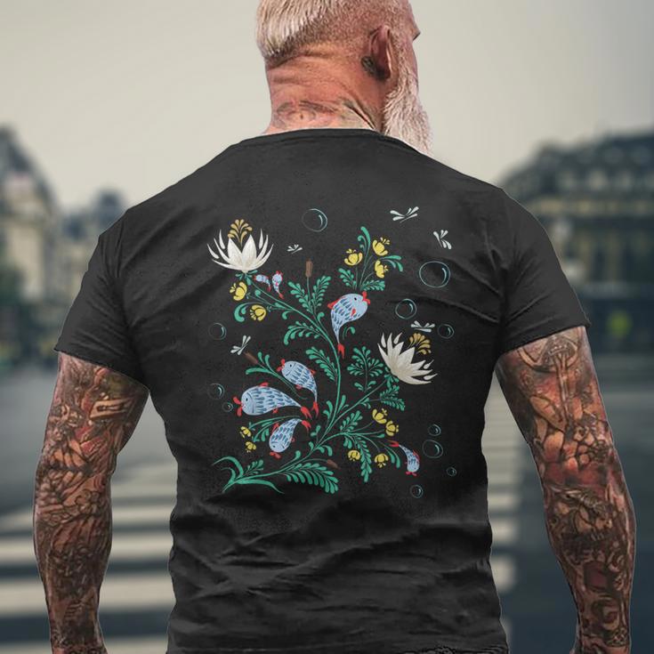 Magic Fish ファニー フィッシング フローラル ヴィンテージ ウクライナ ヴィシバンカ メンズTシャツ バックプリント 高齢者への贈り物
