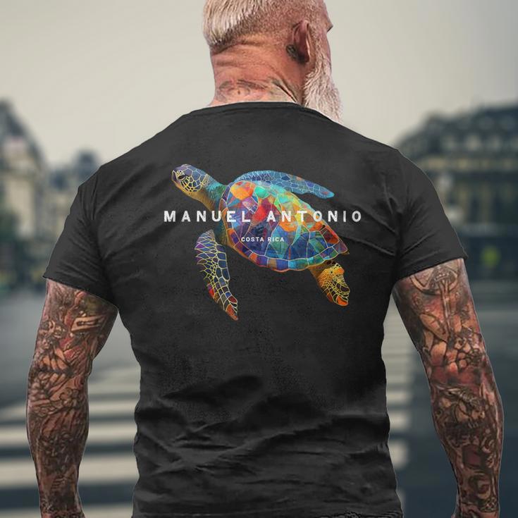 Manuel Antonio コスタリカ ティー ビーチ サーフ バケーション ウミガメ メンズTシャツ バックプリント 高齢者への贈り物