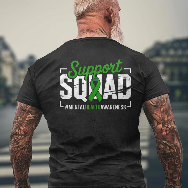 Mental Health Awareness Green Ribbon Support Squad Men's T-shirt Back Print Gifts for Old Men