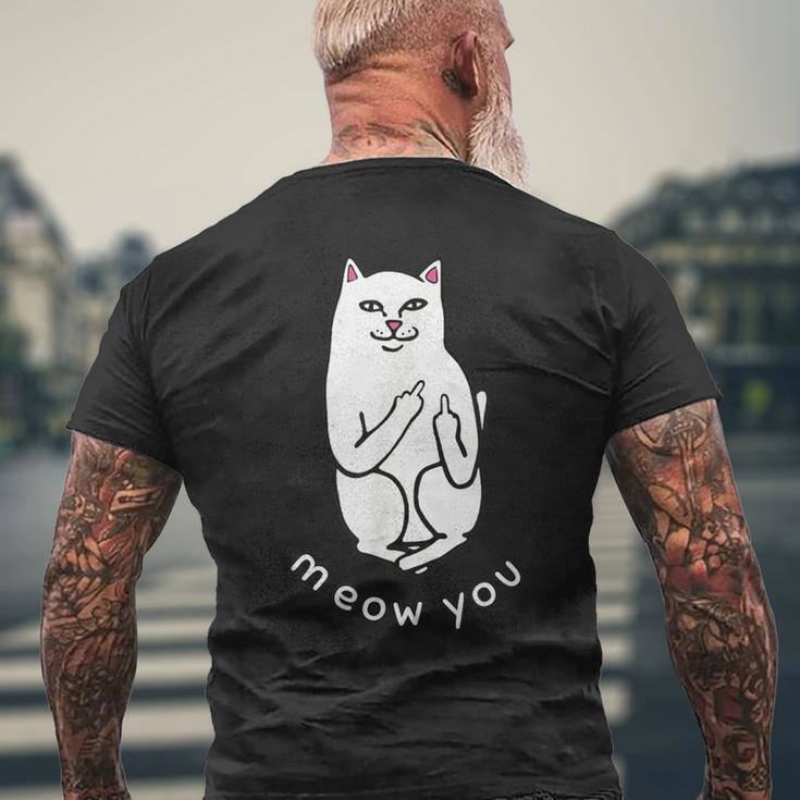 Meow You Cat Moody Cat 中指 猫好き メンズTシャツ バックプリント 高齢者への贈り物