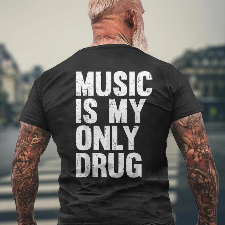 Music Is My Only Drug グラフィックプリント メンズTシャツ バックプリント 高齢者への贈り物