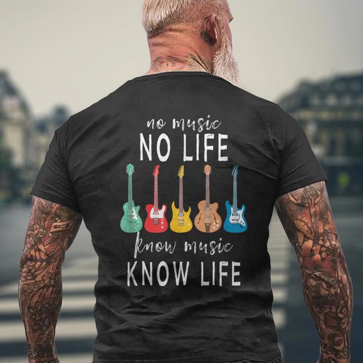 No Music No Life Know Music Know Life クールミュージシャンギター メンズTシャツ バックプリント 高齢者への贈り物