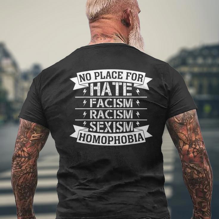 No Place For Hate Facism Racism 平等人権 メンズTシャツ バックプリント 高齢者への贈り物