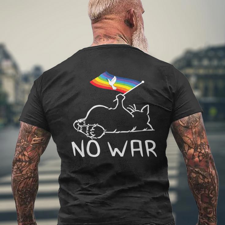No War Peace Movement World Peace Peace Flag Cat メンズTシャツ バックプリント 高齢者への贈り物
