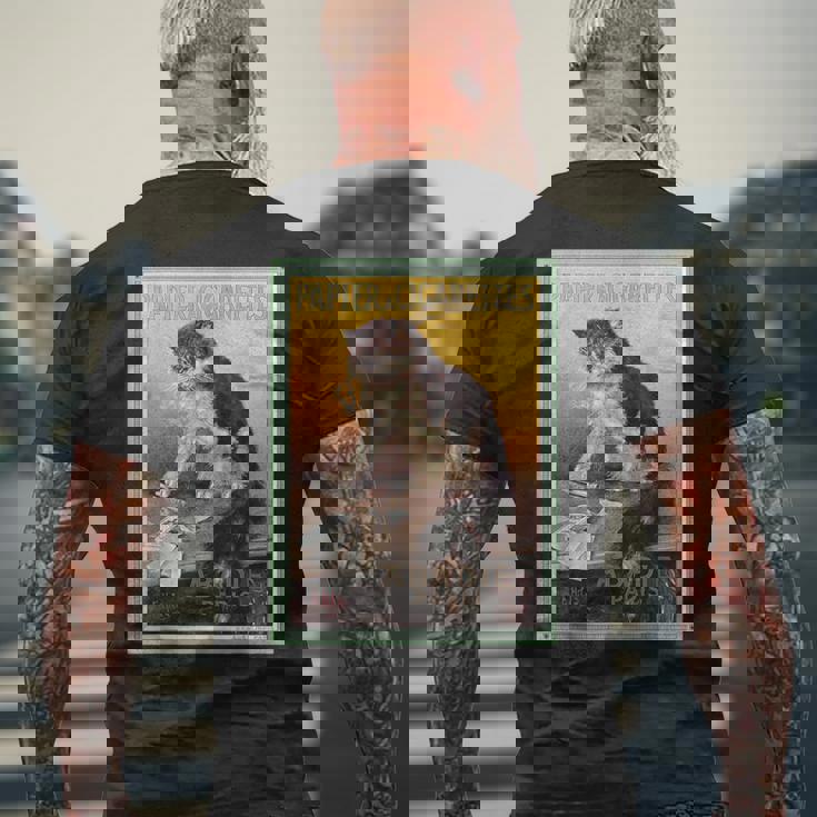 Papier A Cigarettes Abadie Paris ビンテージタバコ広告 メンズTシャツ バックプリント 高齢者への贈り物