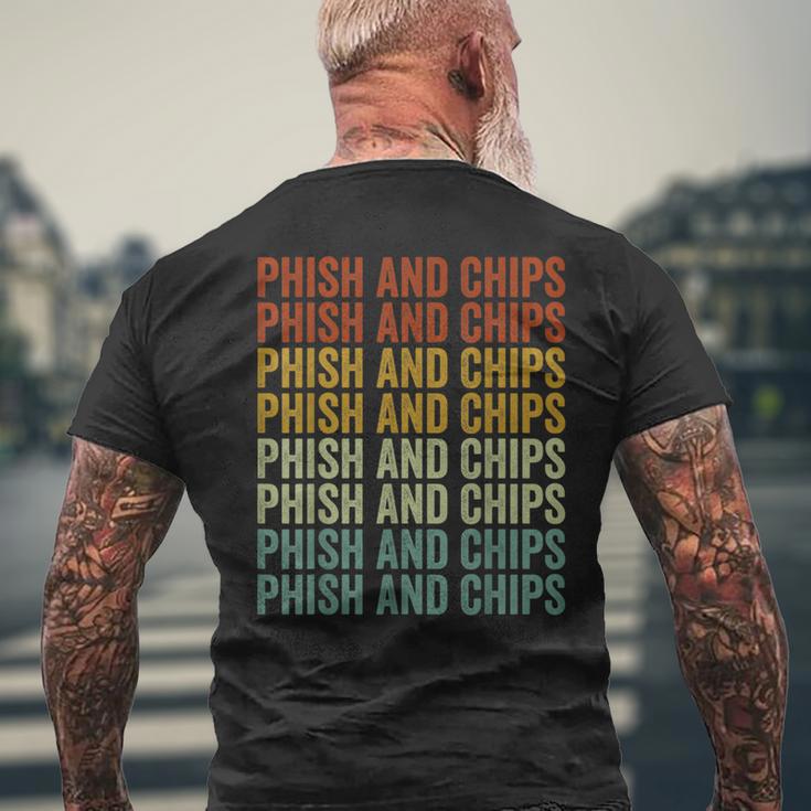 Phish And Chips ファニーハッカー フィッシングコンピュータハッカー メンズTシャツ バックプリント 高齢者への贈り物