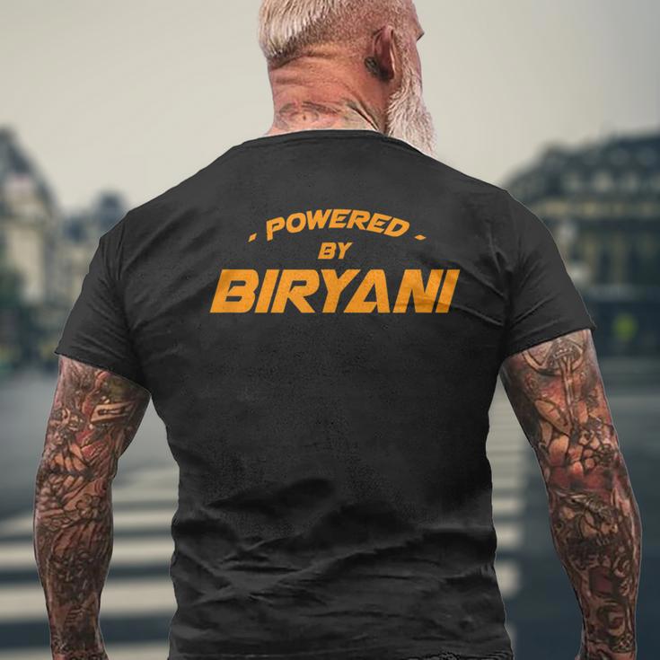Powered By Biryani グルメ ビリヤニ 食品愛好家 ベリアーニ メンズTシャツ バックプリント 高齢者への贈り物
