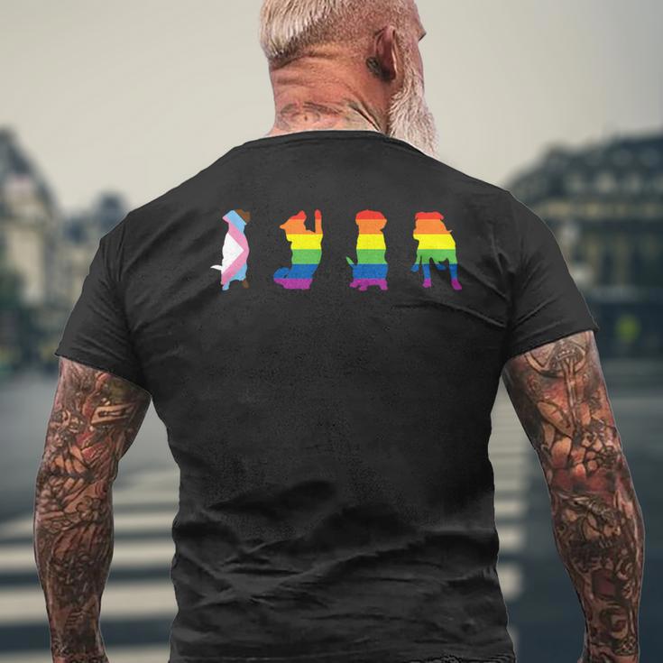 Progress Pride Cute Dog Lgbt プログレス ゲイ ペット好き メンズTシャツ バックプリント 高齢者への贈り物