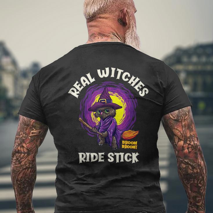 Real Witches Ridetick 面白い 黒猫 ハロウィン メンズTシャツ バックプリント 高齢者への贈り物